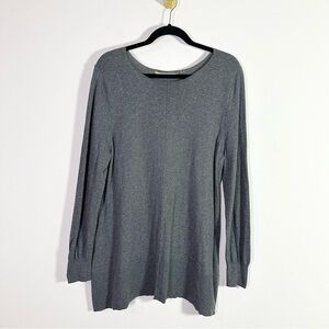 Soft Surroundings Gray Long Sleeve Scoop Neck Cotton Cashmere Top